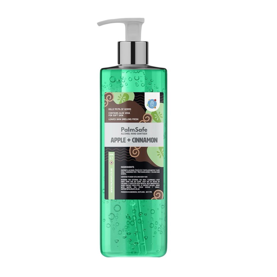 Palm Safe Apple and Cinnamon Hand Sanitiser in 500ml Pump bottle