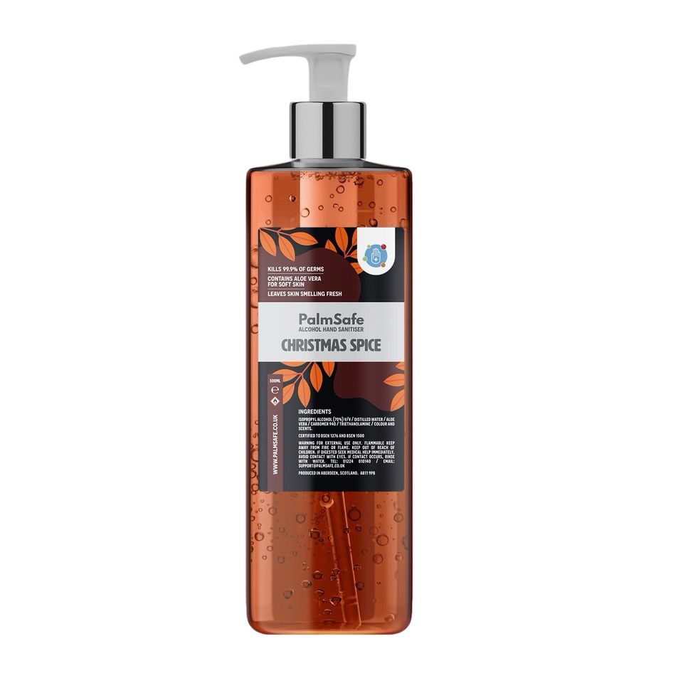 Palm Safe Christmas Spice Hand Sanitiser in 500ml Pump bottle