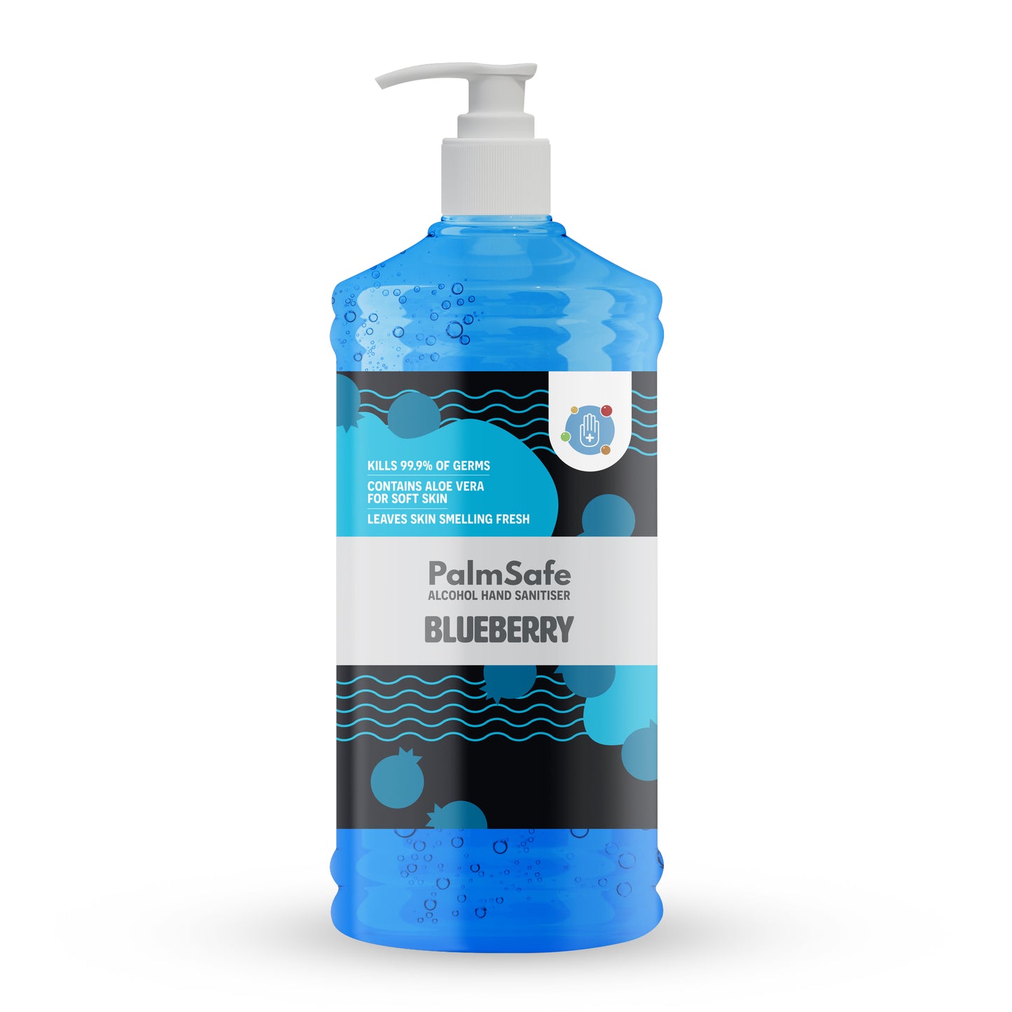 1 Litre Pump Bottle of Palm Safe Blueberry Hand Sanitiser