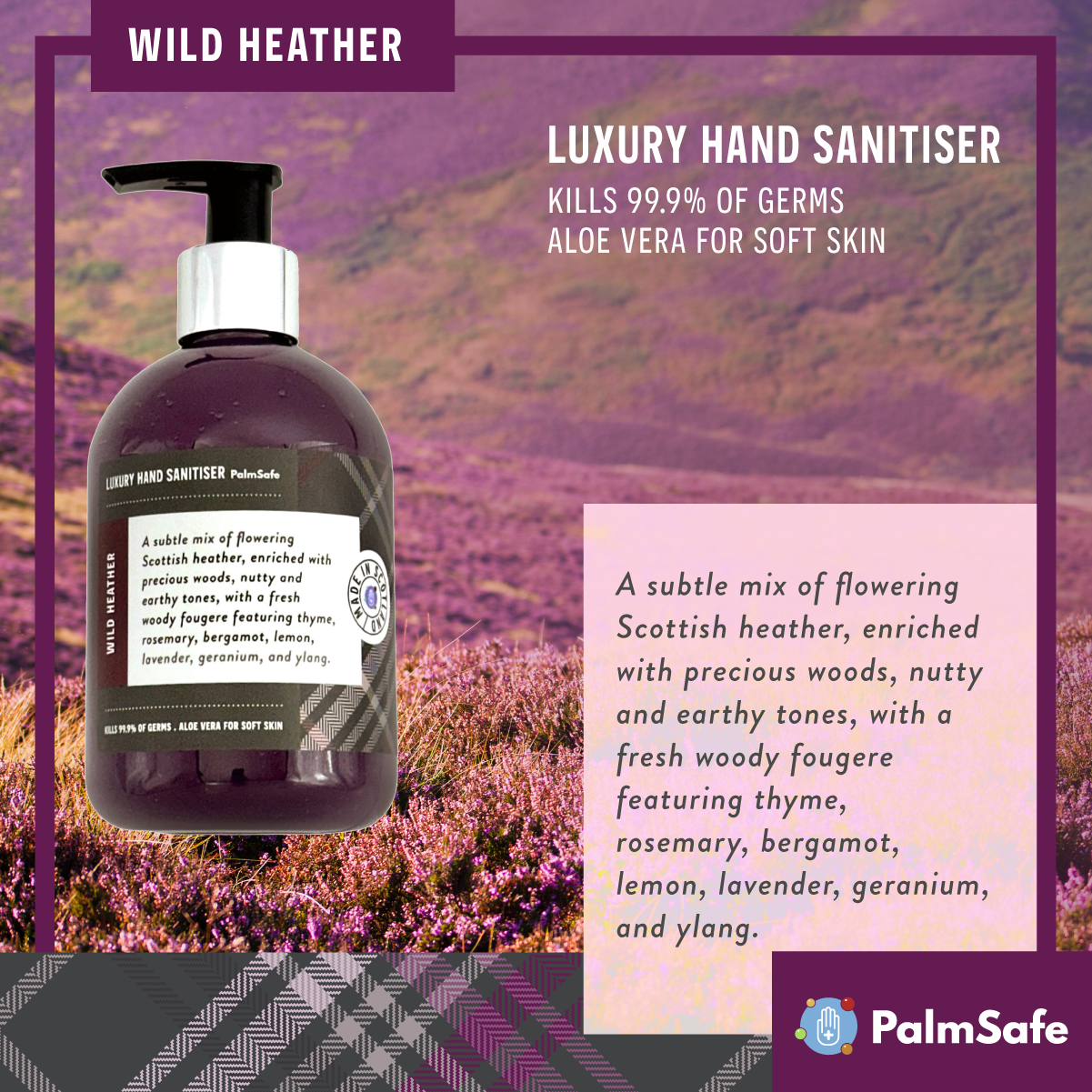 Palm Safe Luxury Hand Sanitiser Wild Heather Scent