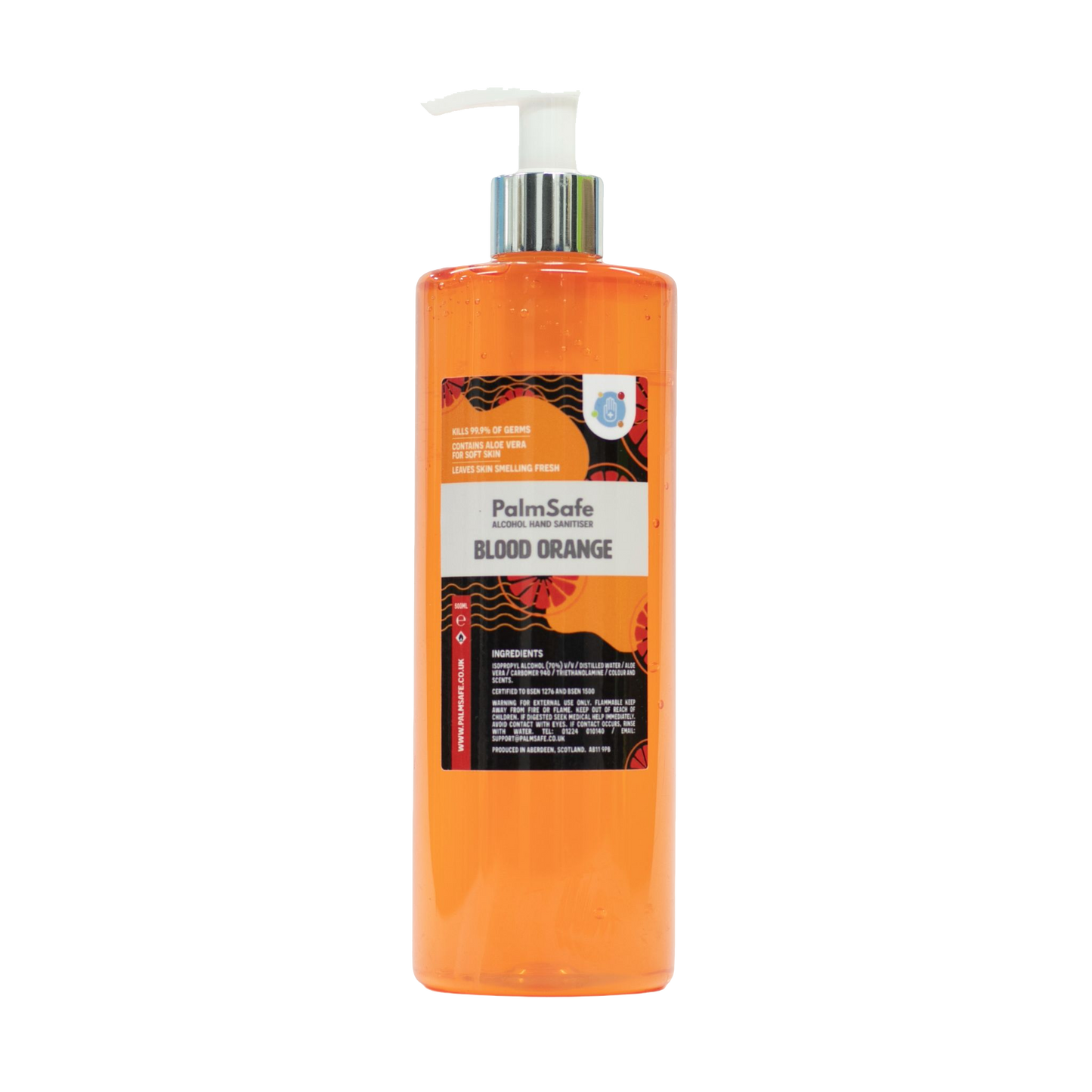 Palm Safe Blood Orange 500ml Pump Bottle of Hand Sanitiser